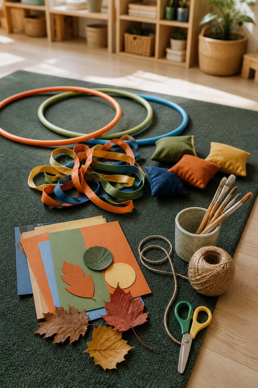 Materiales de aula preparados para una dinámica